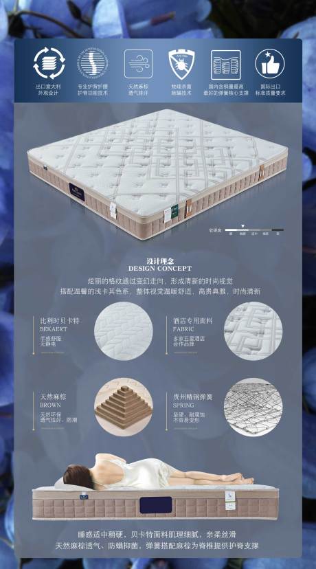 源文件下载【享设计】搜索编号：42240031480058442【床垫材料介绍电商海报】
