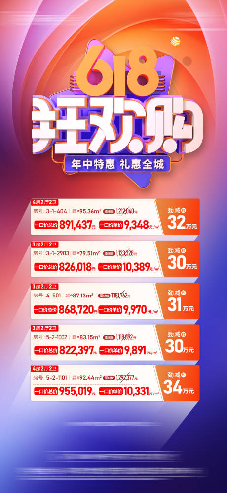 源文件下载【618狂欢购特价房海报】编号：75550031379881477