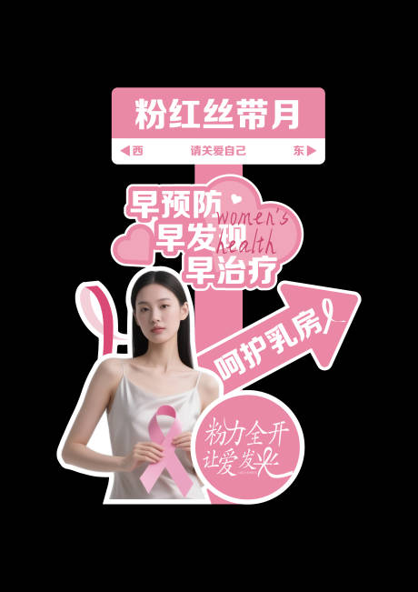 源文件下載【粉紅絲帶指引牌】編號：34680031278506758