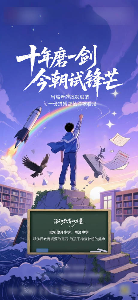 高考毕业季卡通海报