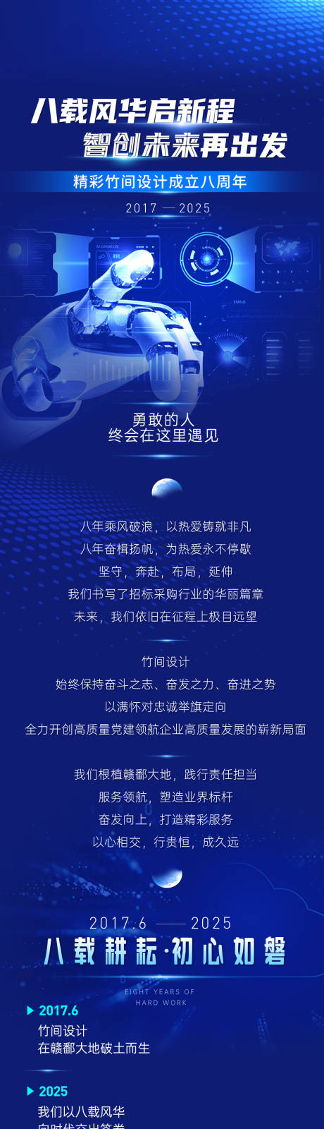 源文件下载【享设计】搜索编号：67650031131173399【蓝色科技周年庆长图】