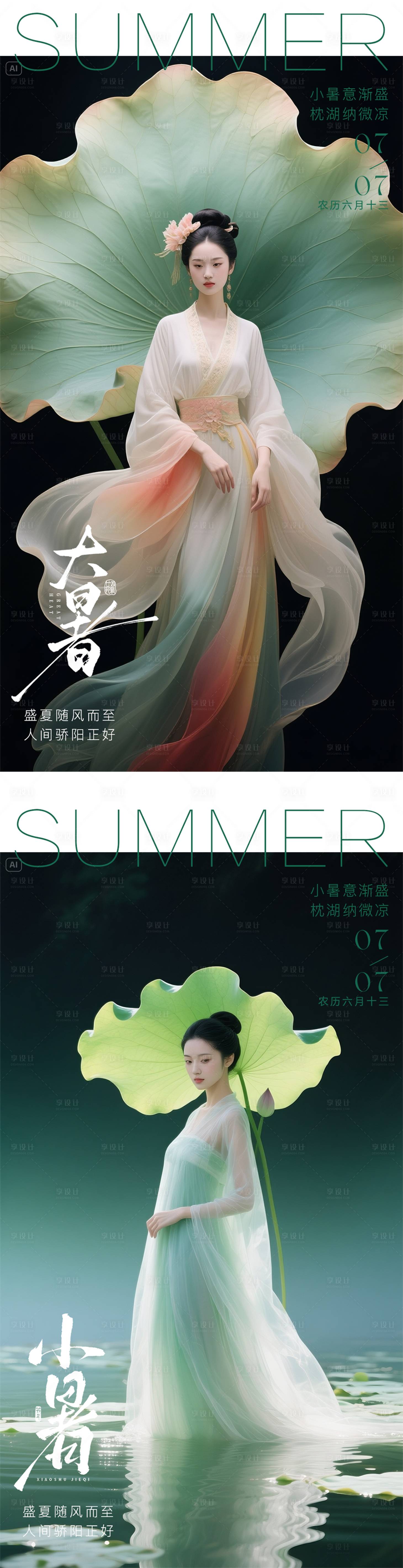 源文件下载【医美24节气大暑小暑早安晨图 】编号：66030031588408151