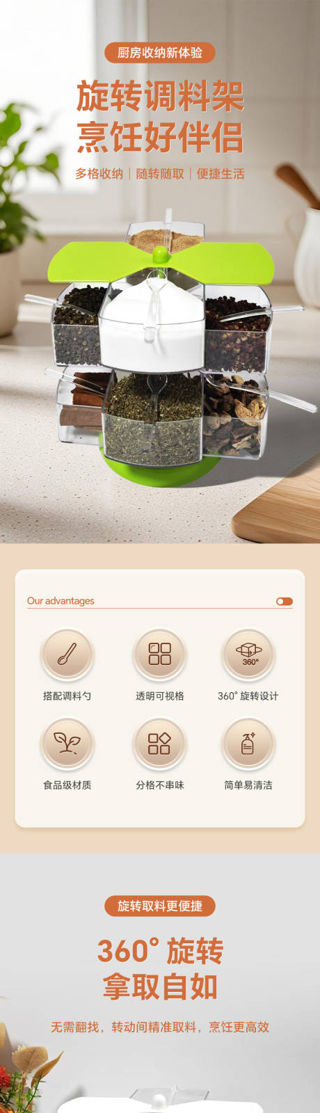 厨房用品旋转调料架详情页