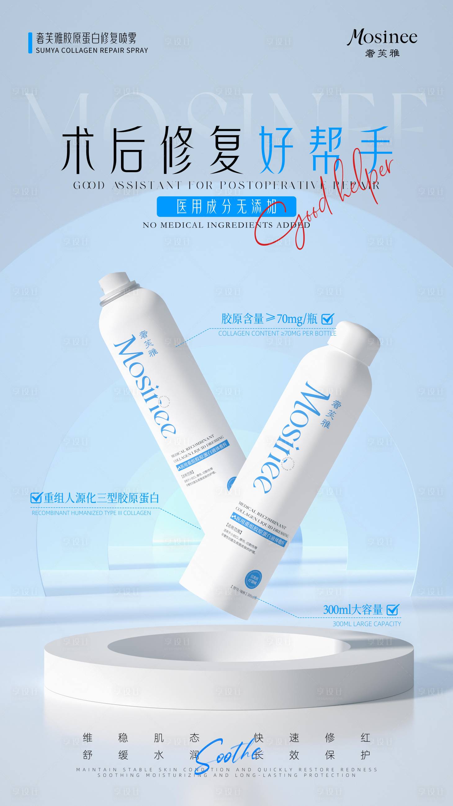 源文件下載【享設計】搜索編號：82990031633752559【術后產品功效宣傳海報】