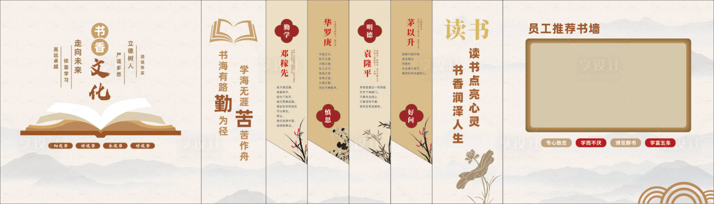 源文件下載【享設(shè)計(jì)】搜索編號(hào)：50820031663557804【書香閱讀文化墻】