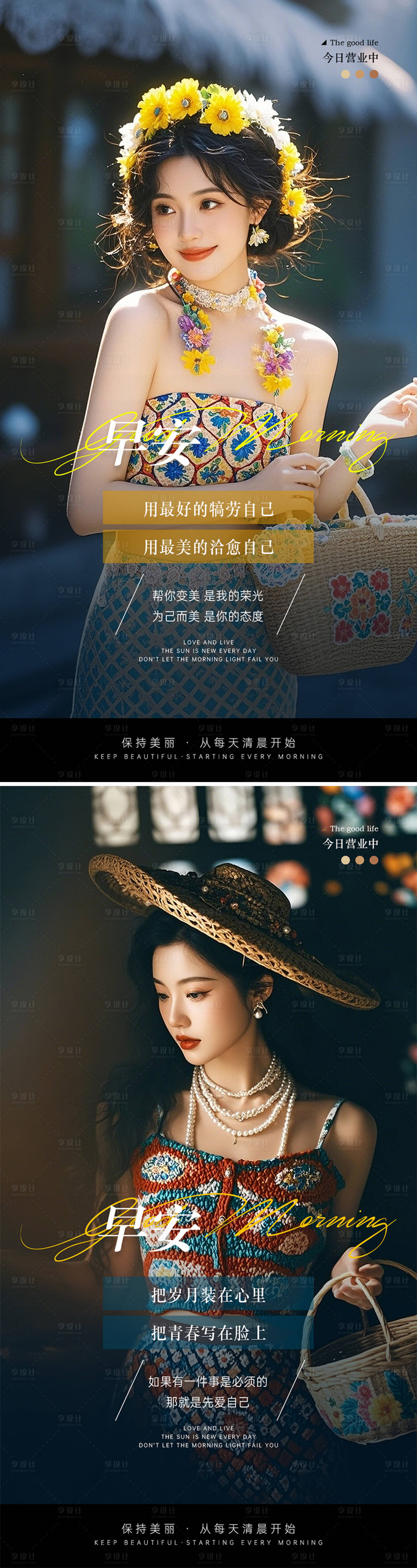 源文件下载【医美早安图鸡汤系列海报】编号：24330031250435698