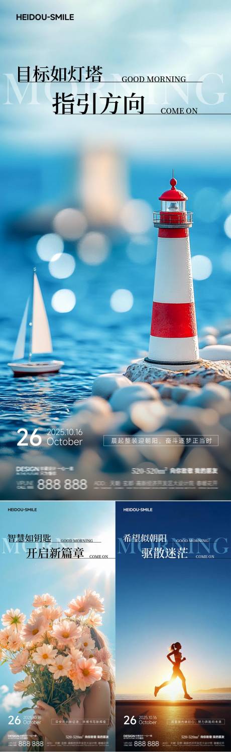 源文件下载【蓝色早安励志系列海报】编号：73880031245816050