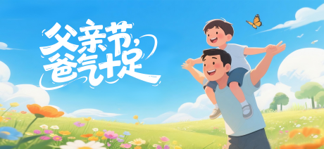 源文件下载【父亲节插画活动展板】编号：18640031318778500
