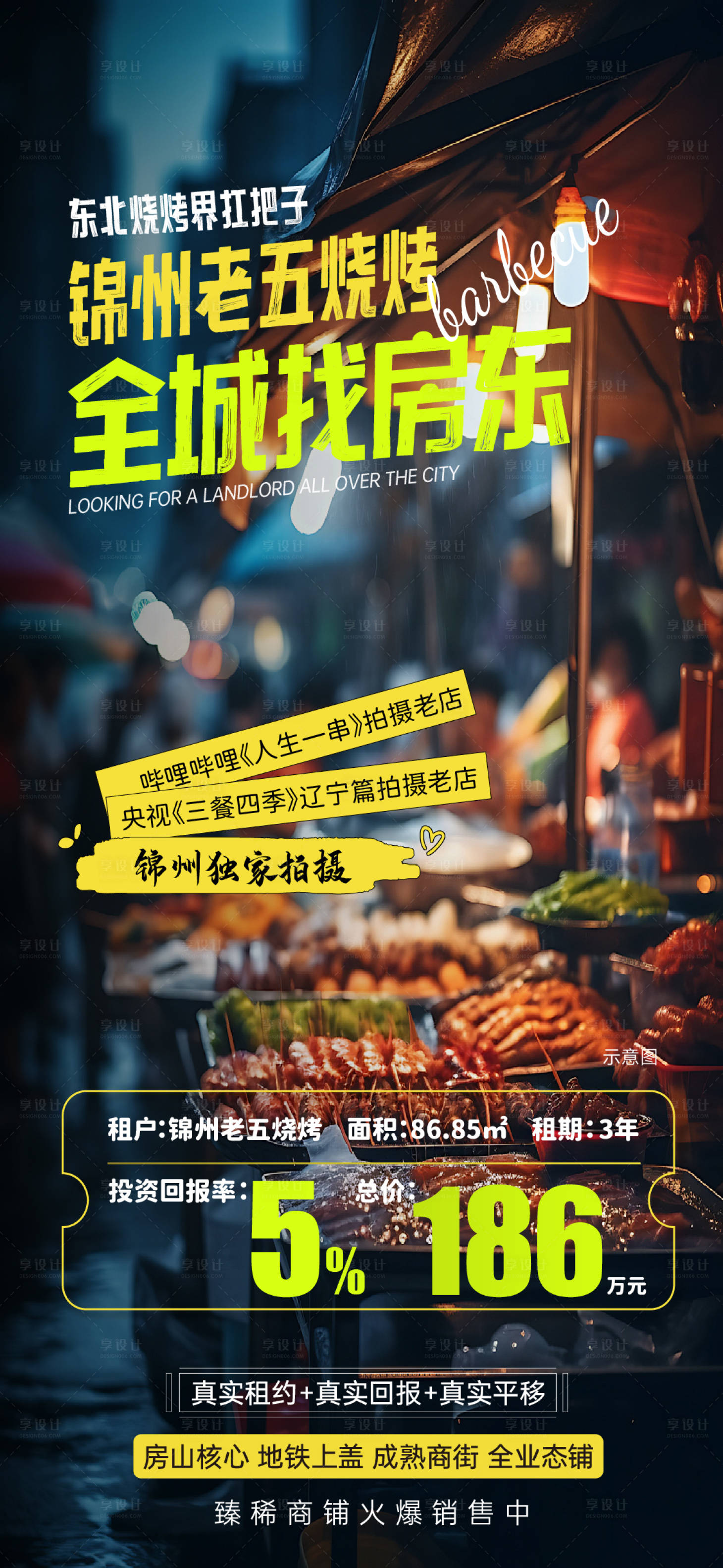 源文件下载【享设计】搜索编号：50260031192125538【烧烤房源海报】