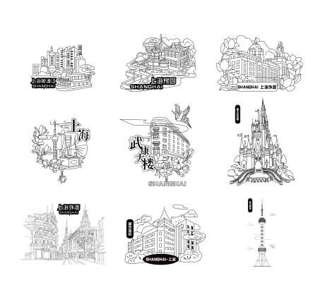 源文件下載【享設(shè)計(jì)】搜索編號(hào)：20320032186562293【上海市地標(biāo)線稿】