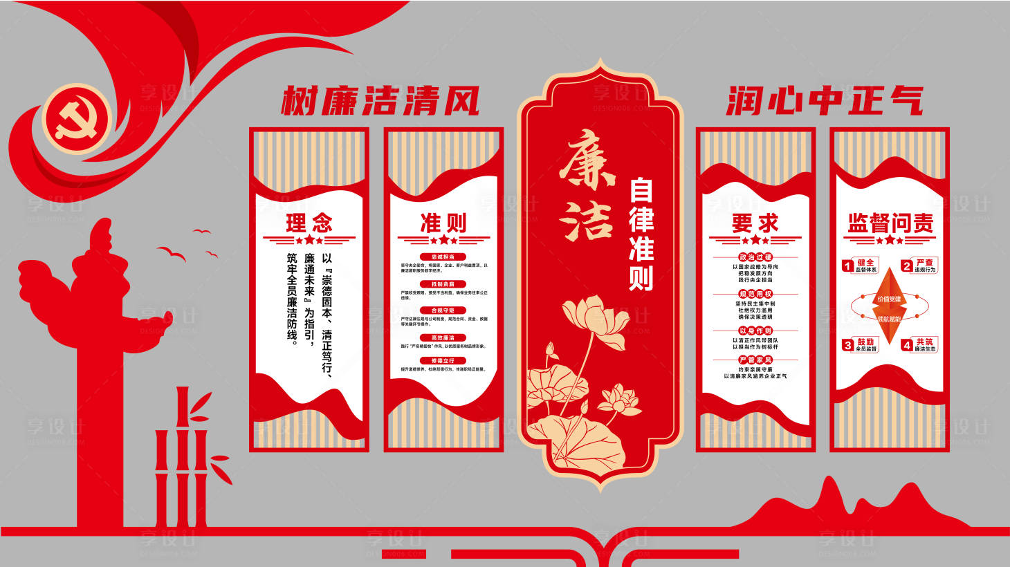 源文件下载【享设计】搜索编号：96360031818292448【廉洁文化墙】