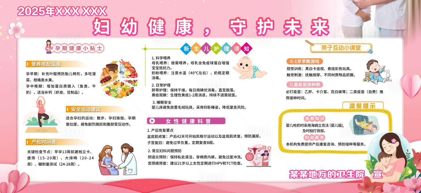 源文件下载【享设计】搜索编号：31280031673726901【妇幼健康医院宣传栏】