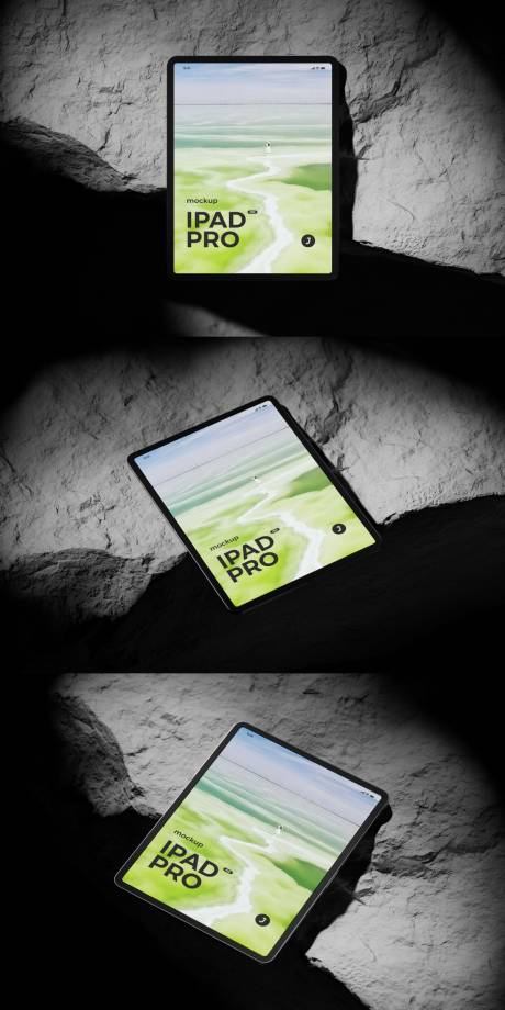 源文件下载【石头背景iPad贴图样机】编号：67870031815536011