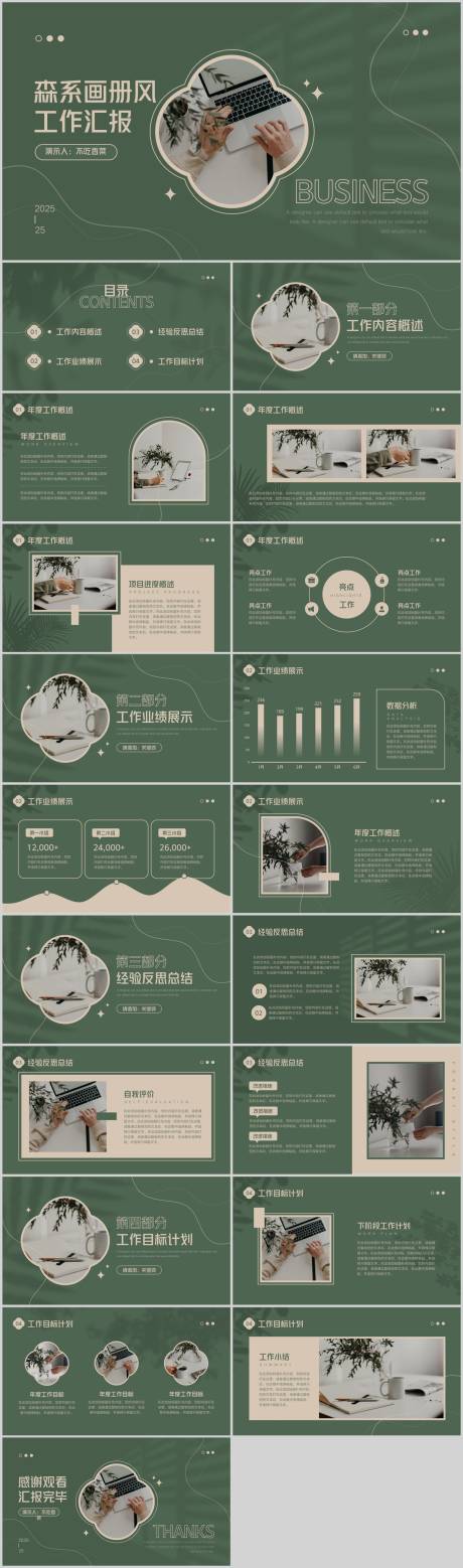 源文件下载【森系文艺画册风工作汇报PPT模板】编号：41400031740881202