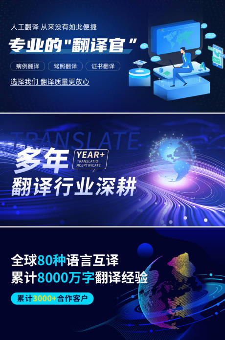 源文件下载【科技风人工翻译海报展板】编号：42100032130801342