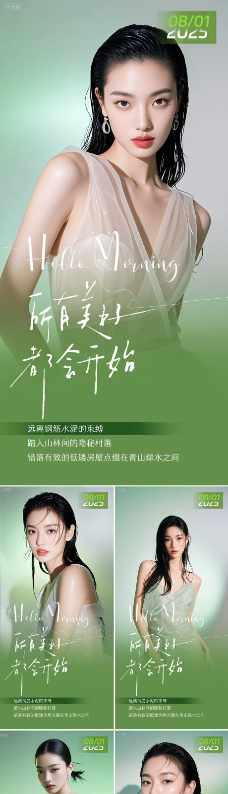 源文件下载【享设计】搜索编号：73720031917876432【医美早安人物系列海报】