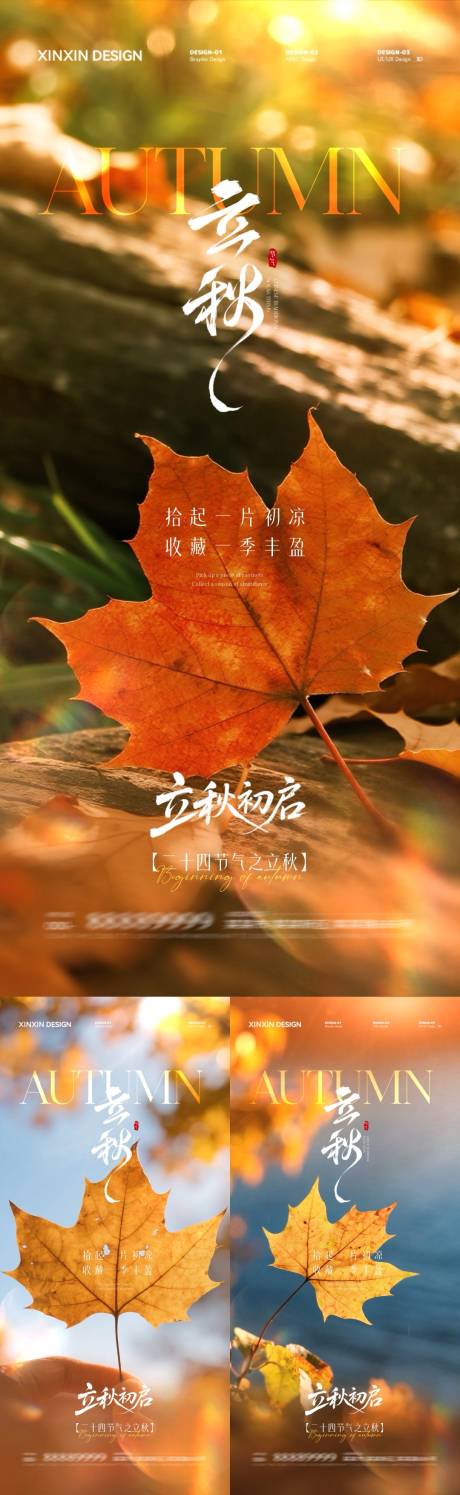 源文件下载【地产立秋节气枫叶系列海报】编号：23340032055385976