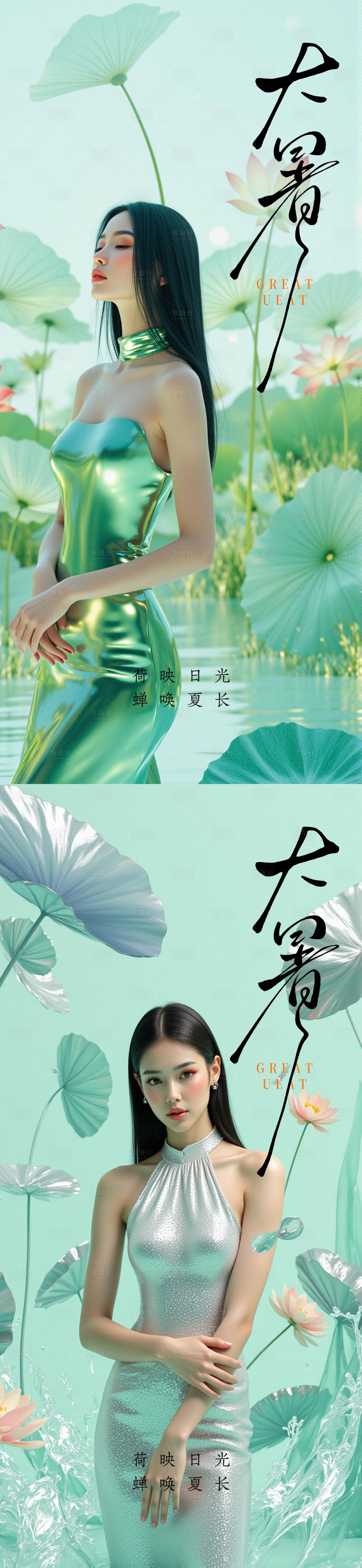 源文件下載【享設計】搜索編號：76130031965929252【大暑小暑處暑節氣節日海報】