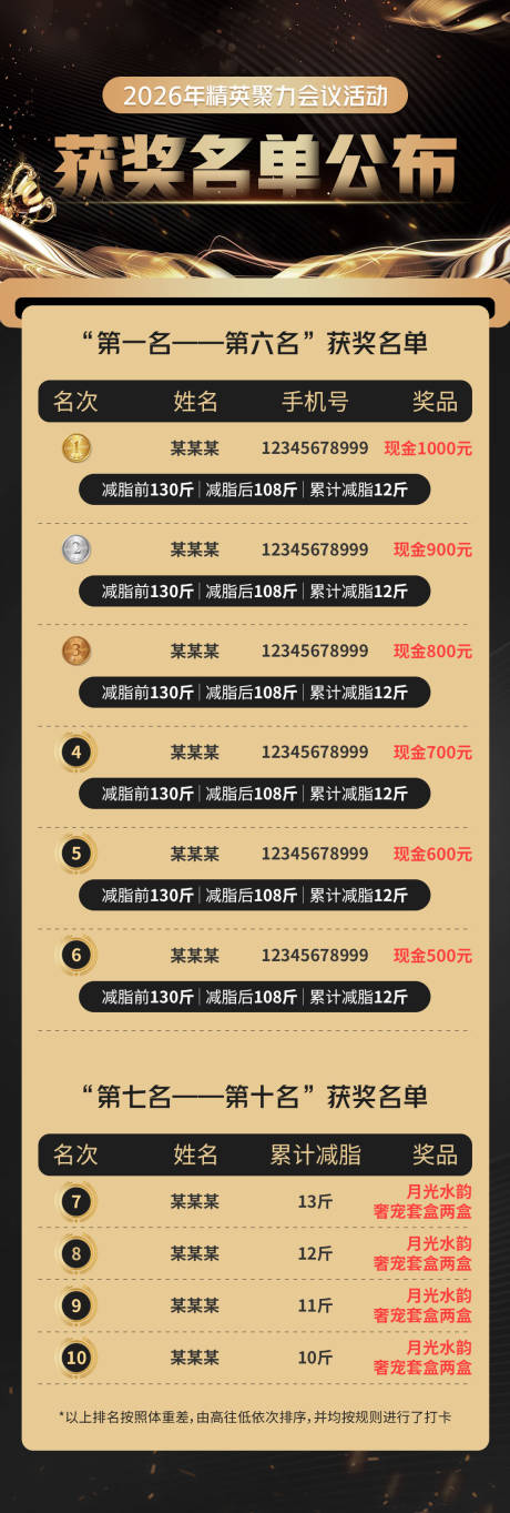 获奖名单排名排行榜活动比赛海报