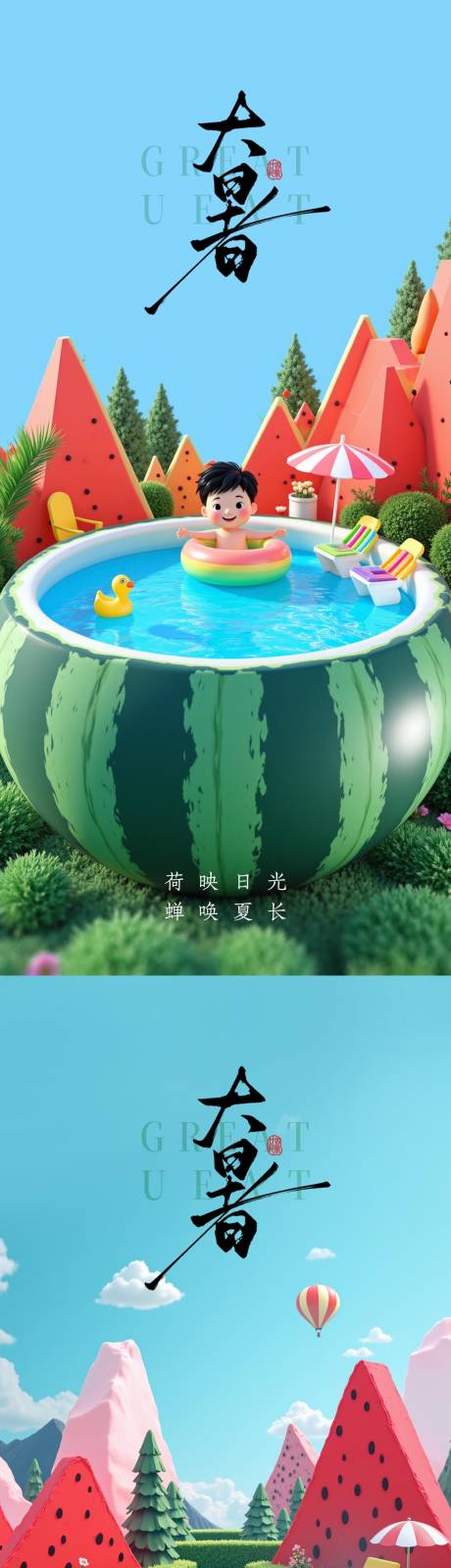 源文件下载【大暑节气海报】编号：12700031997682814