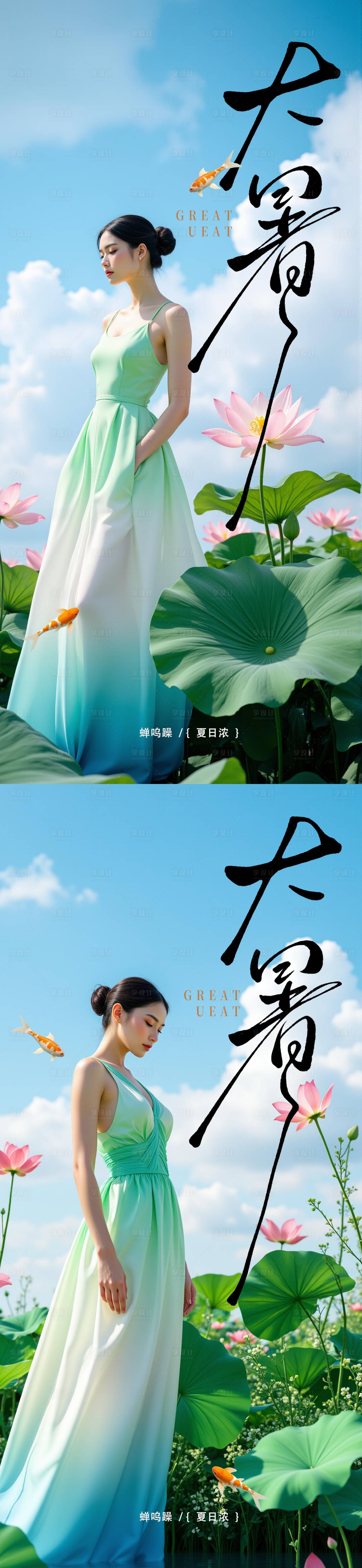 源文件下载【享设计】搜索编号：74520031839071164【大暑小暑处暑节气节日海报】