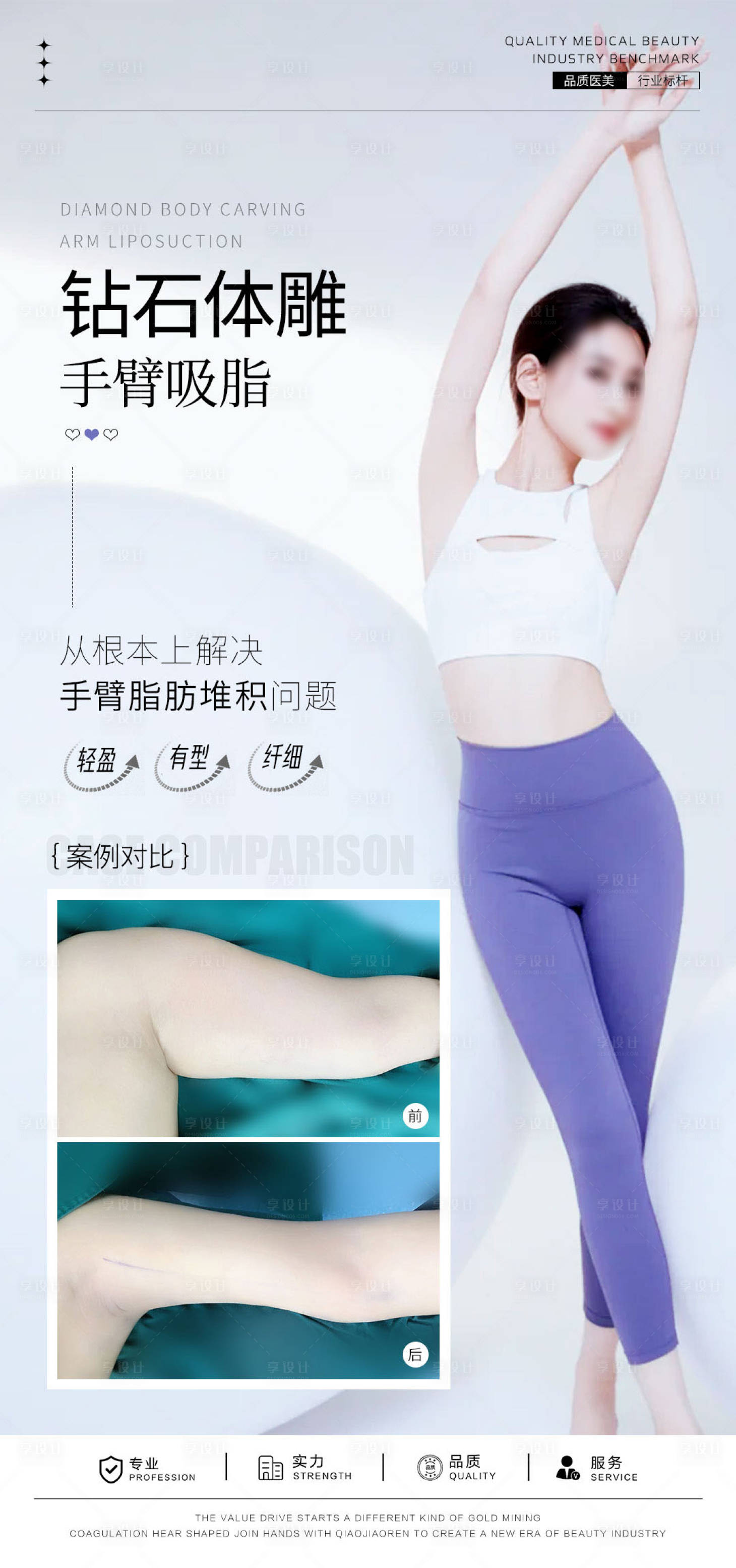 源文件下載【享設計】搜索編號：66190031791404018【手臂吸脂案例對比海報】