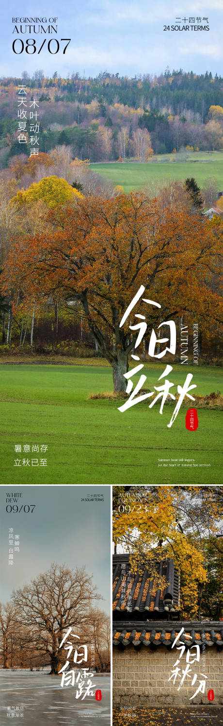 源文件下载【享设计】搜索编号：39580032247974590【立秋白露秋分系列海报】