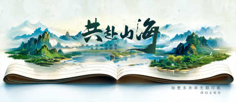 源文件下载【享设计】搜索编号：93700032210034707【共赴山海中式主画面】