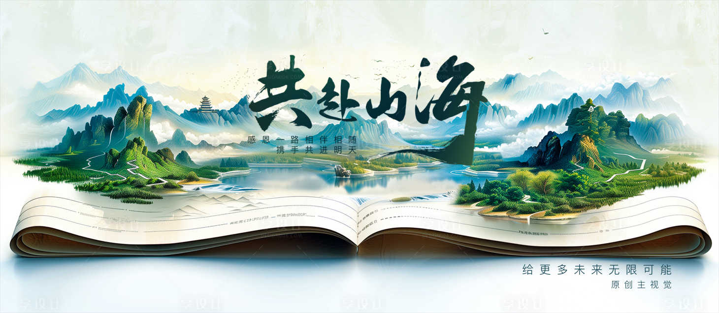 源文件下载【享设计】搜索编号：93700032210034707【共赴山海中式主画面】