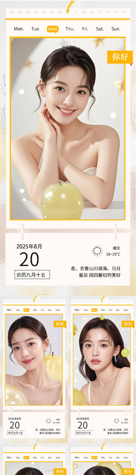 源文件下载【医美早安人物系列海报】编号：84640031808531584