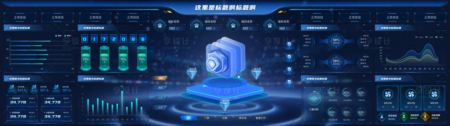 源文件下载【享设计】搜索编号：19850031798319320【可视化大屏宽屏设计】