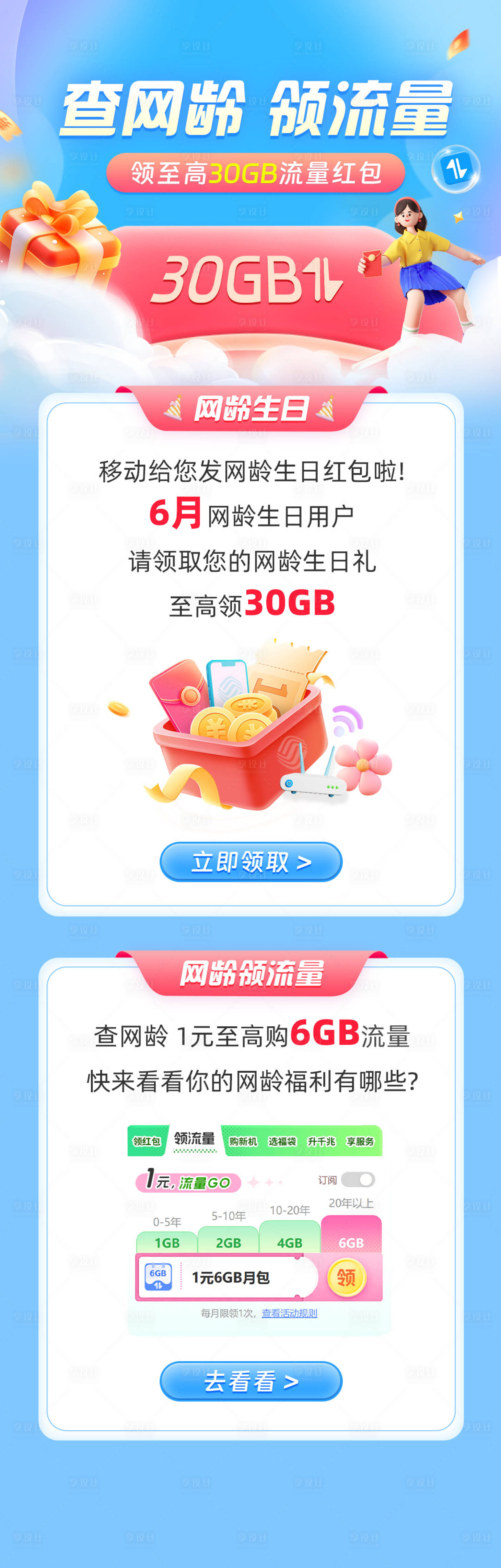 源文件下载【享设计】搜索编号：90200032024116436【查网龄龄流量长图h5海报】