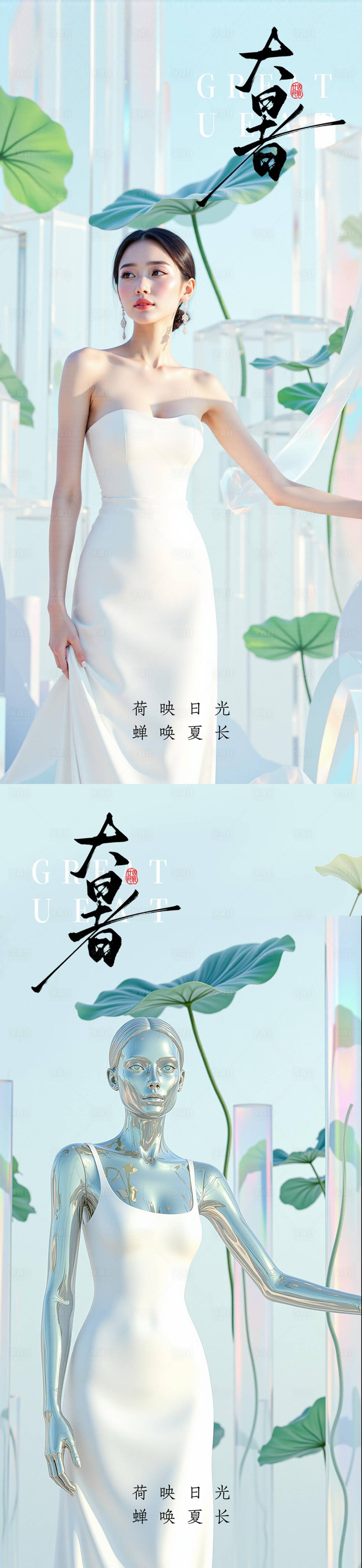 源文件下载【享设计】搜索编号：61890032020758334【大暑 节气系列海报】