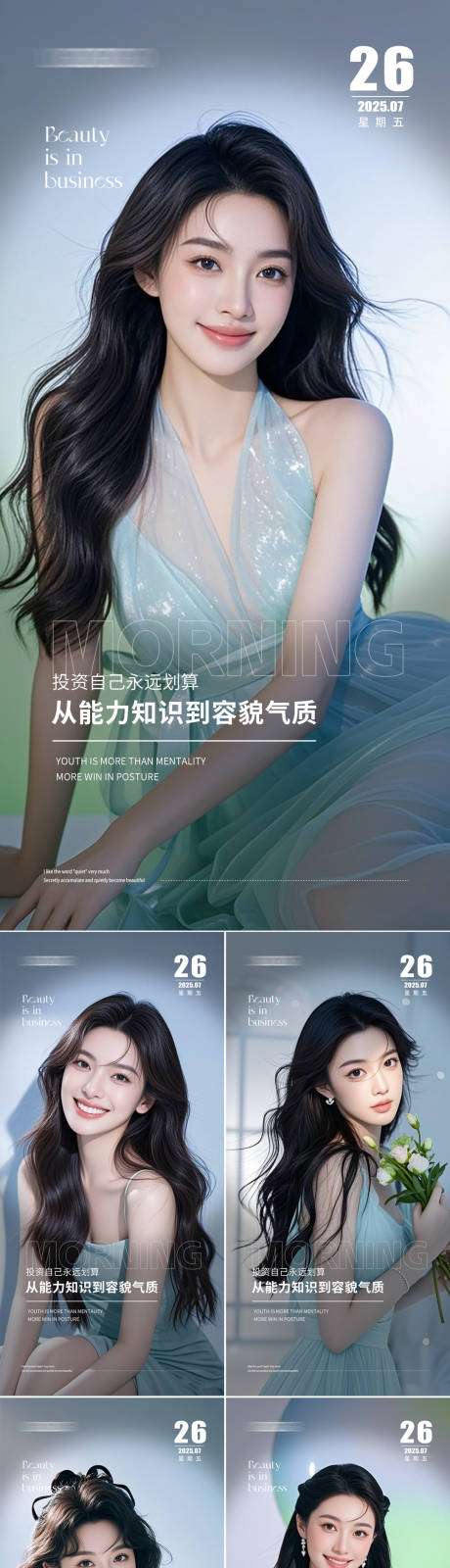 源文件下载【享设计】搜索编号：19080031884386908【医美早安日签人物海报】