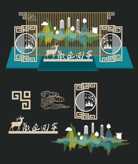 源文件下載【中式房地產(chǎn)小區(qū)古風(fēng)拱門(mén)美陳】編號(hào)：64120032000609299