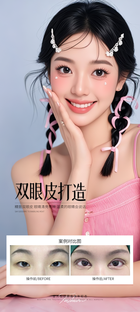 源文件下载【享设计】搜索编号：69720032057472982【医美双眼皮打造案例海报】