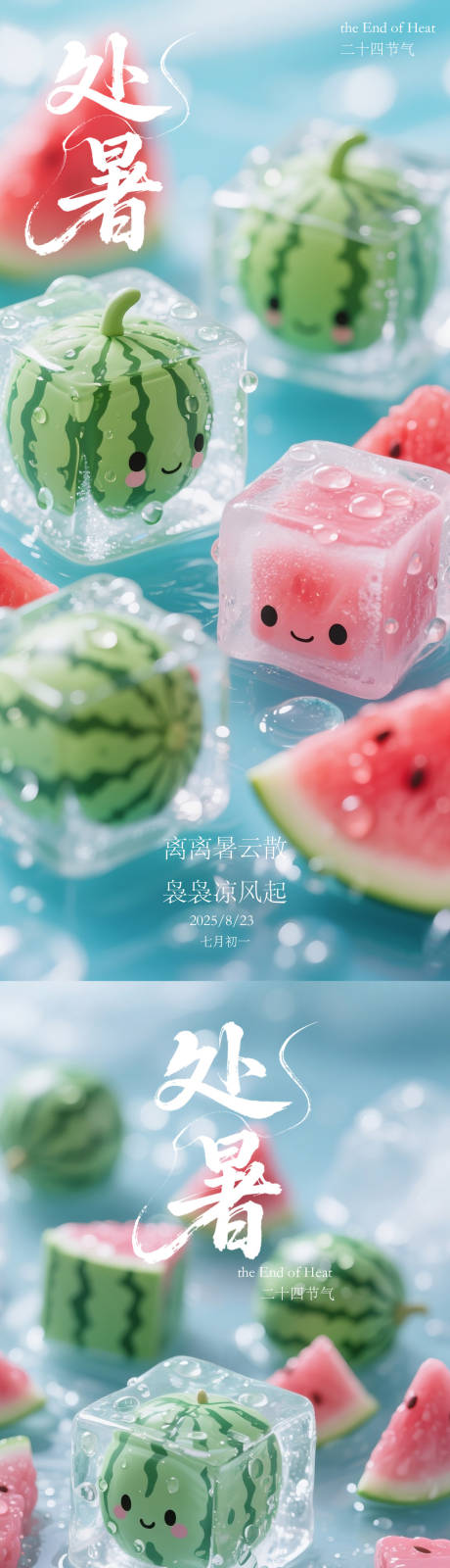 源文件下載【處暑方形冰西瓜系列海報】編號：44400032110988736