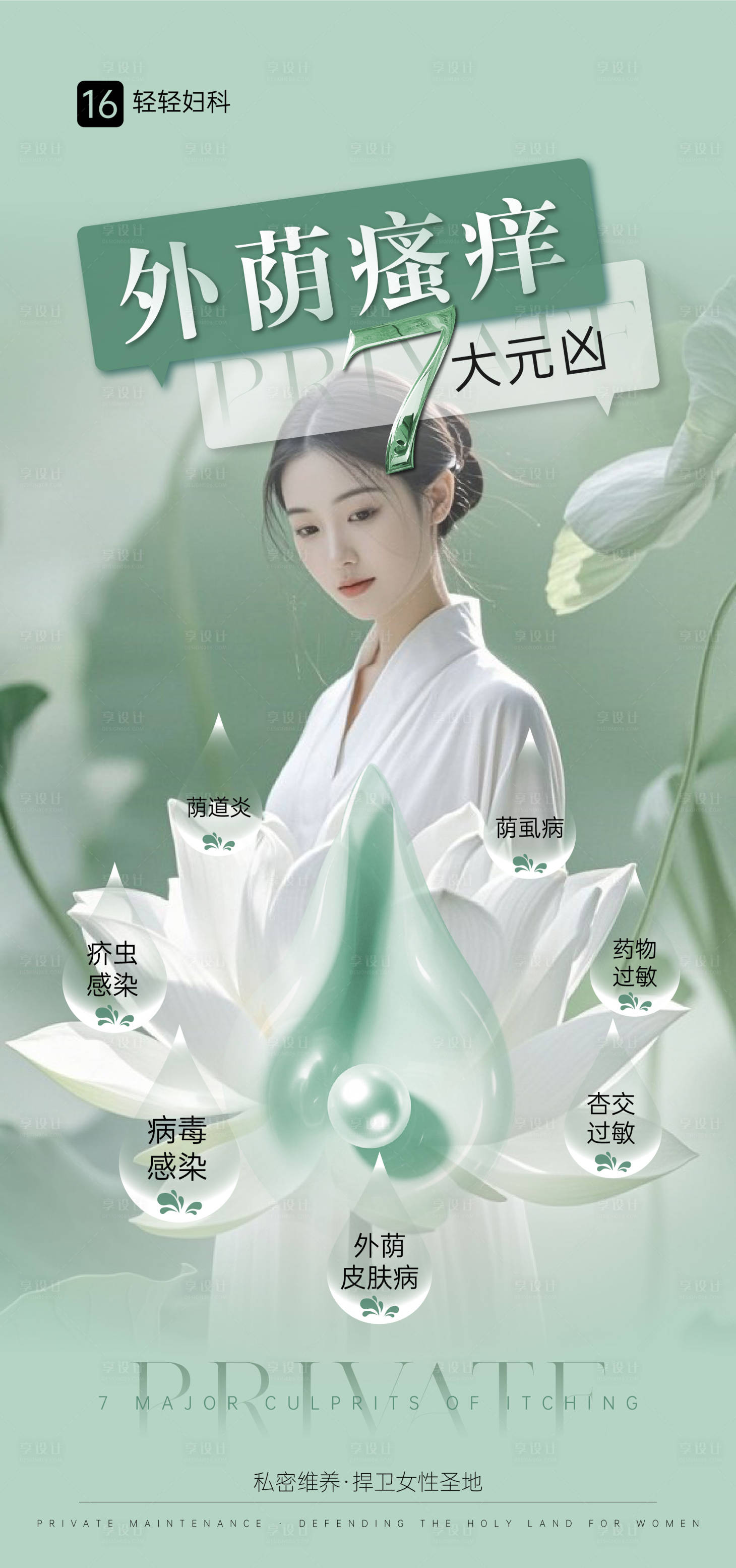 源文件下载【享设计】搜索编号：44200032092597102【妇科外阴瘙痒7大元凶健康海报】