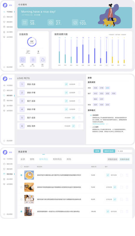 爱宠动物护理后台管理系统UI设计