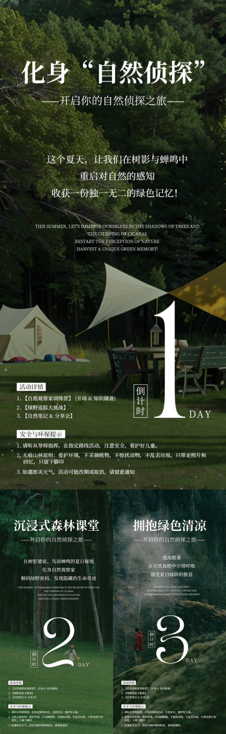 森林探险活动倒计时海报