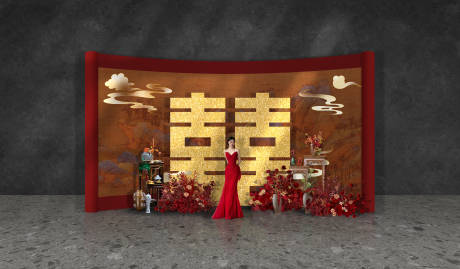 源文件下載【享設計】搜索編號：96620032050662084【紅色中式婚禮簽到美陳】