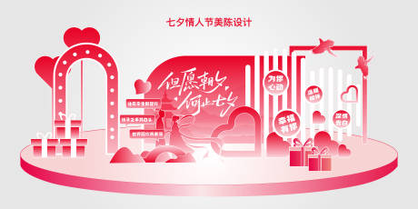源文件下载【七夕情人节美陈展板】编号：95530031834196340