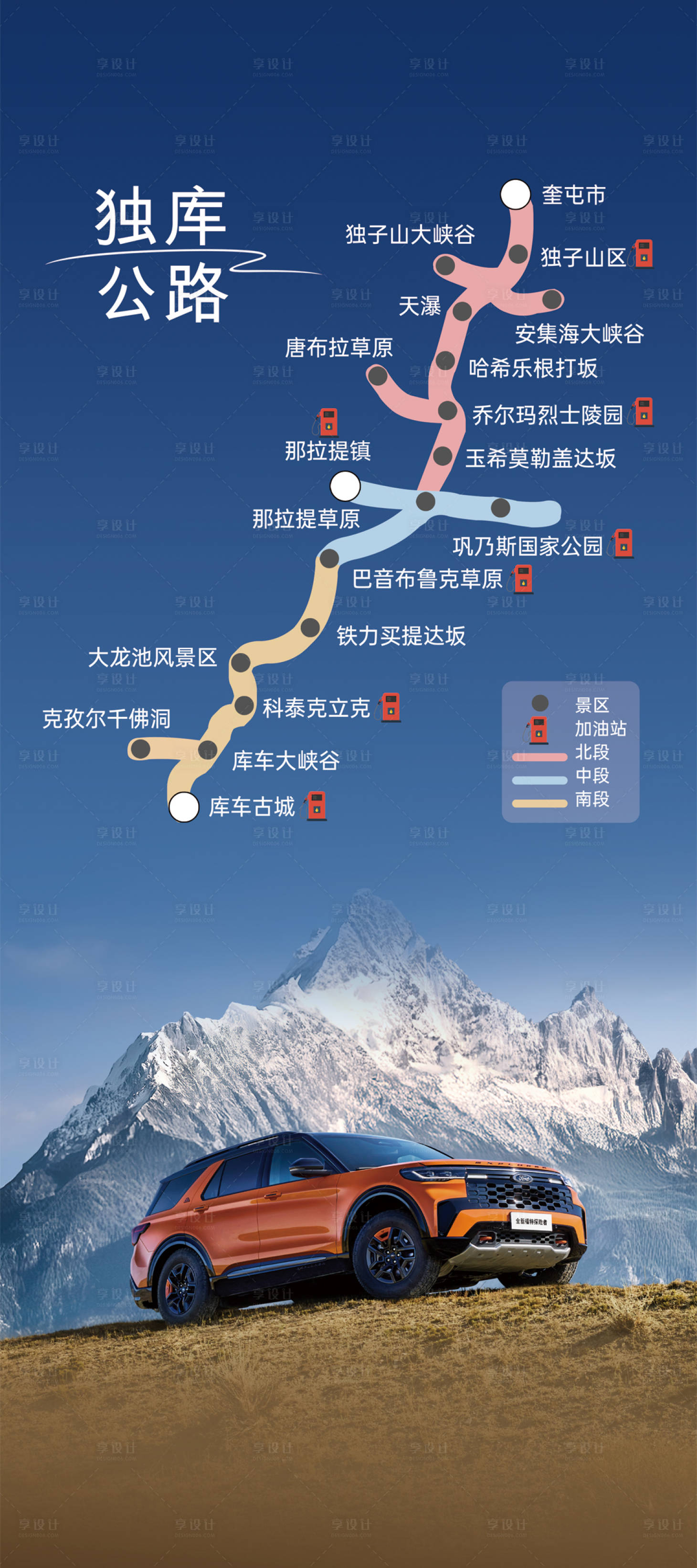 源文件下载【享设计】搜索编号：87060031857502691【汽车独库公路路线图】