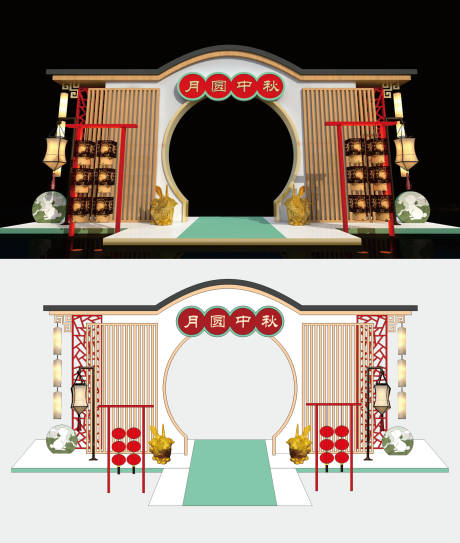 源文件下载【中式中秋节活动古风门头拱门美陈】编号：48460032000198183