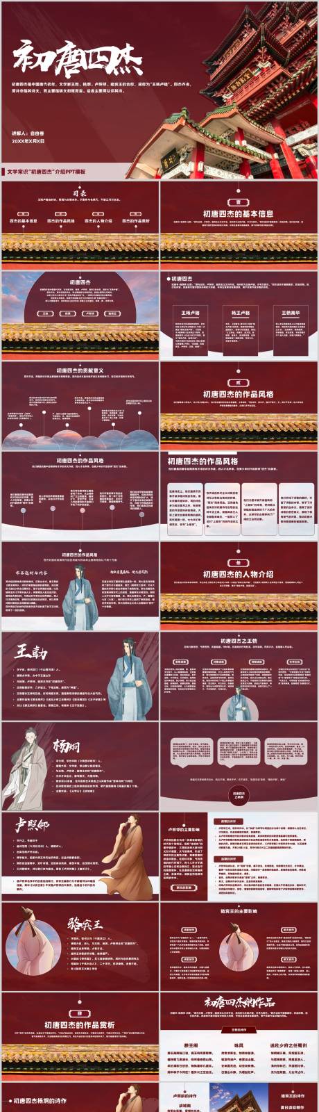 源文件下载【享设计】搜索编号：75660032099202373【初唐四杰人物介绍PPT】