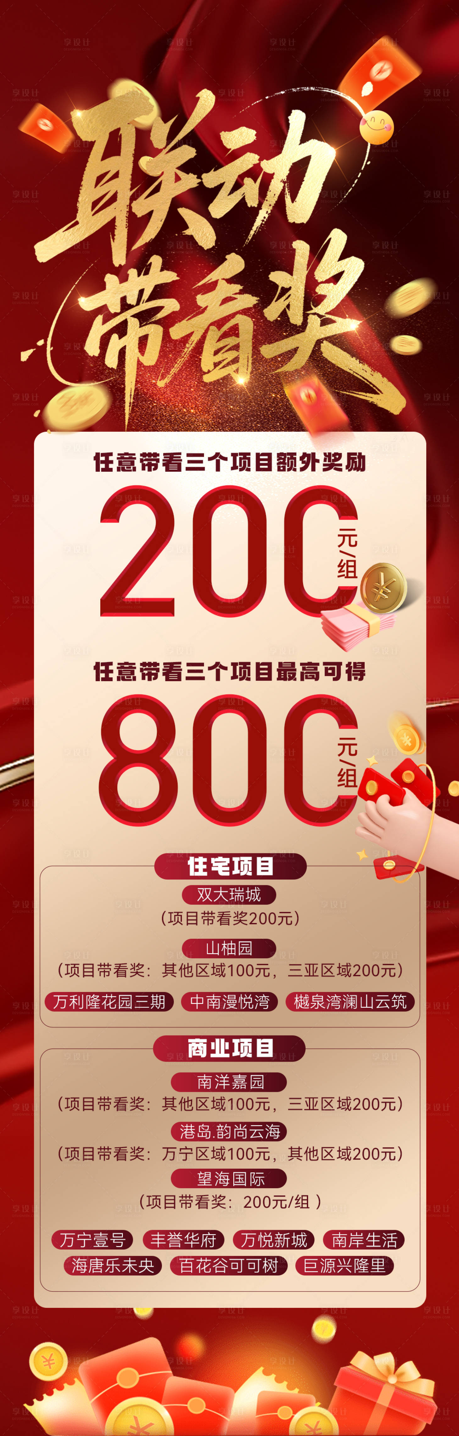 源文件下载【享设计】搜索编号：44280032001281463【联动带看奖海报】