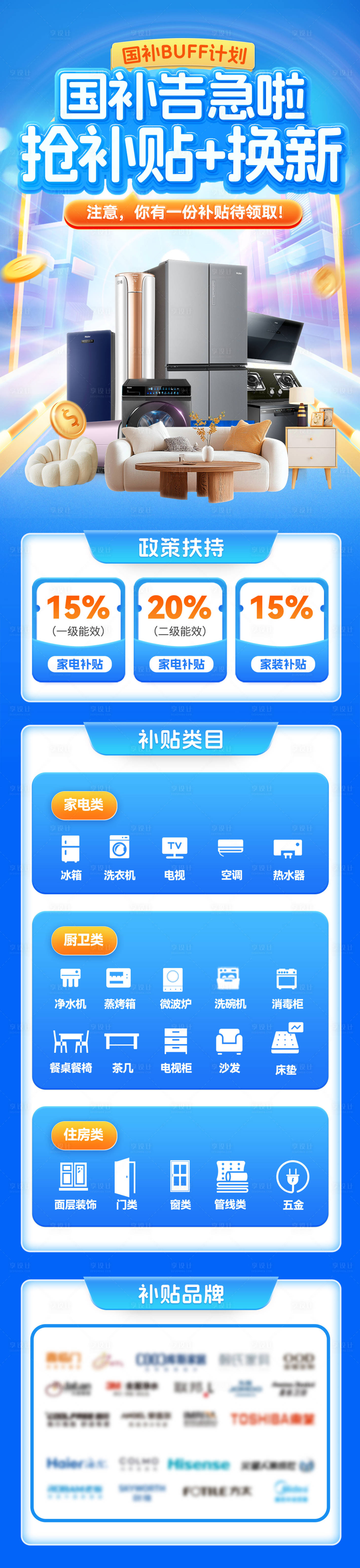 源文件下載【享設計】搜索編號：56810031926219675【國補家裝家居家具家電補貼以舊換新海報】