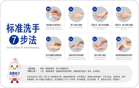 七步洗手法公共洗手间卫生间温馨提示