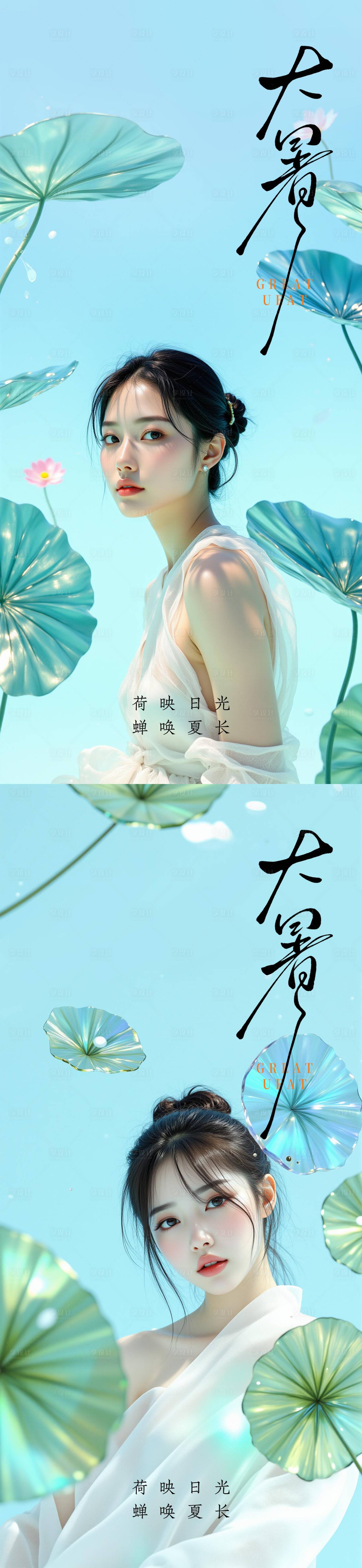 源文件下载【享设计】搜索编号：10910031986961820【 大暑节气系列海报】