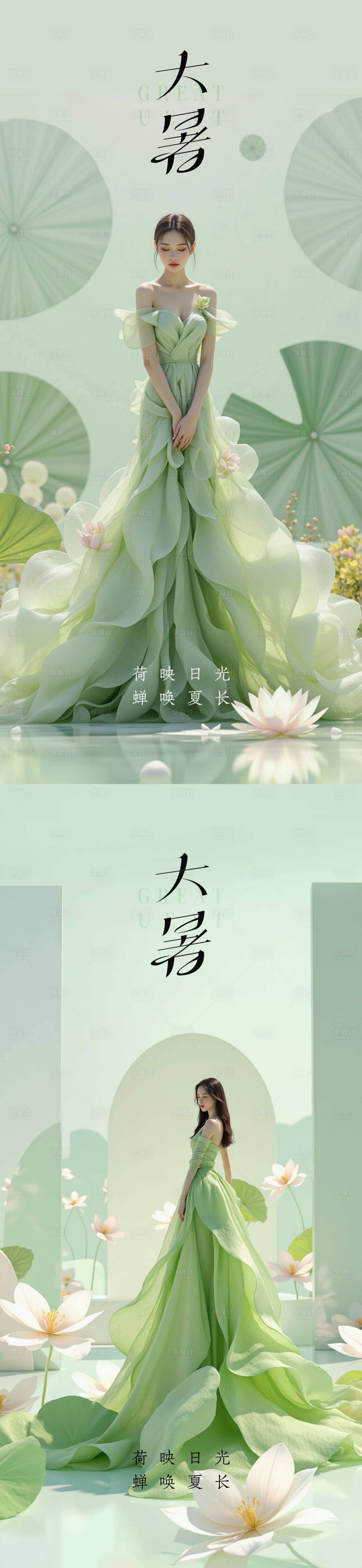 源文件下載【享設計】搜索編號：96210031965877816【大暑小暑處暑節(jié)氣節(jié)日海報】